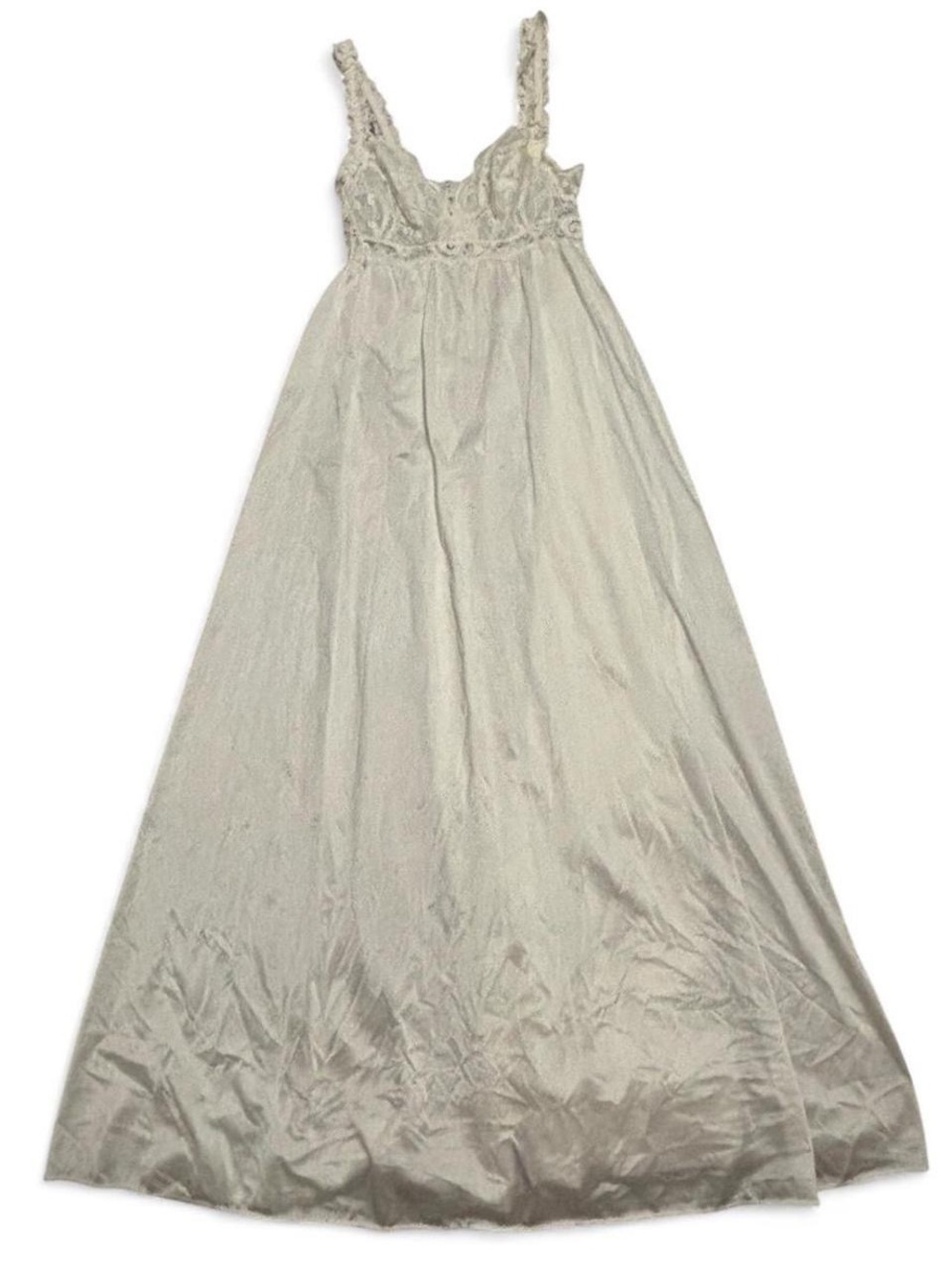 Vintage Satin & Lace Peignoir Slip Dress by Olga, Size XS/S, Coquette, Romantic